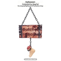 MCT Halloween Butcher Shop Horror-Thriller Style Rectangular Indoor Hang Tag Blood Footprint Hanging Ornaments Party Decorations