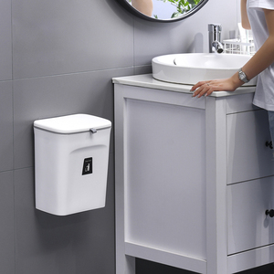 Cubo de Basura de Cocina Montado en la Pared, Cubo de Basura de Plástico con Tapa para Colgar en el Hogar, Contenedor de Basura para Gabinetes - Product Image 5