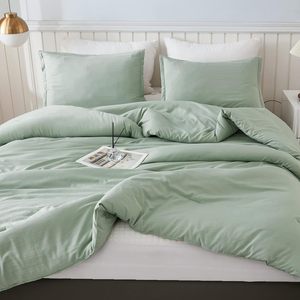 King Size verde salvia 3 pezzi leggero solido biancheria da letto per tutta la stagione soffice <span class=keywords><strong>piumino</strong></span> alternativo Set <span class=keywords><strong>coperta</strong></span> trapunta - Product Image 2