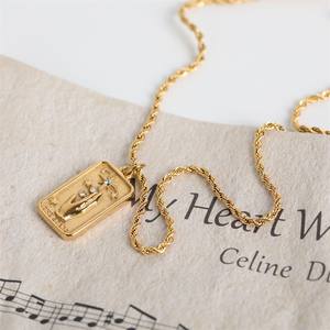 Vierkante Tarotketting Zonnebloem Driedimensionale Reliëf Diamanten Ketting - Product Image 6