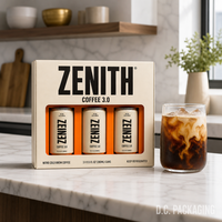 Boîte d'emballage de luxe personnalisée pour café liquide avec fenêtre, boîte cadeau rigide en carton pour 3 canettes de 240 ml, OEM ODM Vente en gros