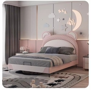 Cama Acolchada de Cuero para Dormitorio - Cama Moderna de Madera Maciza - Estructura de Cama Infantil Azul - Muebles para Dormitorio de Niño - Product Image 1