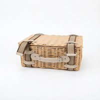 Meilleur ensemble de pique-nique de luxe, grand panier en jonc de mer bleu pour la famille, panier de rangement en résine pour le camping, pour aliments, option économique pour le pique-nique
