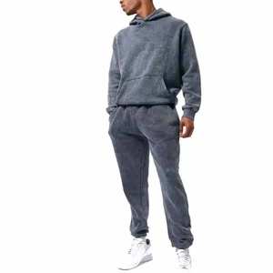 Chándal Informal de Invierno para Hombre con Logotipo Personalizado, al por Mayor, Estilo Urbano Vintage, Sudadera con Lavado Ácido, 100% Algodón - Product Image 1