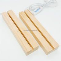 Luz de noche LED 3D rectangular de madera de 15CM, lámpara de tablero de mensajes de acrílico transparente para el hogar DIY, Base de madera creativa, iluminación de Base de ilusión