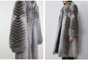 <span class=keywords><strong>Pelliccia</strong></span> <span class=keywords><strong>di</strong></span> volpe argentata da donna <span class=keywords><strong>di</strong></span> lusso con collo alto naturale in vera <span class=keywords><strong>pelliccia</strong></span> calda e traspirante foderata in seta - Product Image 5