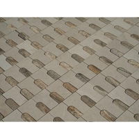 Mosaïque en travertin blanc et gris argenté poli SH STONE, carreaux de pierre naturelle pour la décoration des murs et sols de salles de bain et d'hôtels