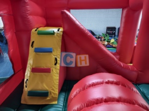 Château gonflable commercial rouge pour enfants avec toboggan intérieur sec – Combo de jeu gonflable pour fêtes - Product Image 5