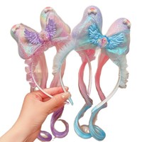 Bandeau de cheveux à nœud de dessin animé, princesse Elsa, mignon, exquis, bandeau de perruque, nœud dégradé, style féerique, accessoires pour cheveux de filles, bébé, cadeau