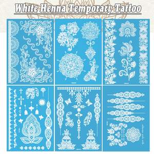 Tatouages temporaires au henné blanc pour femmes filles autocollants de tatouage en <span class=keywords><strong>dentelle</strong></span> mystère Sexy <span class=keywords><strong>Mandala</strong></span> fleur Body Art Design étanche - Product Image 5