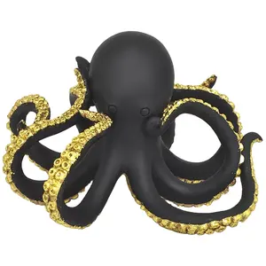 Фигурка осьминога из смолы, Черное золото, уникальный дизайн, домашний декор