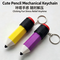 Mainan Penghilang Stres Mini Pencil Clicker Gantungan Kunci Fidget Ornamen Lucu Hadiah Pengurang Stres