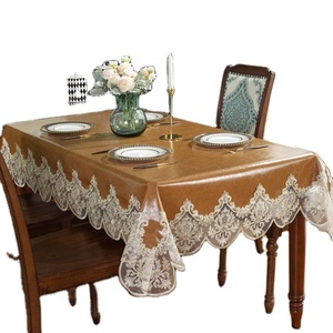 Nappe en cuir Pvc résistant à l'huile nappe de décoration anti-taches nappe en <span class=keywords><strong>toile</strong></span> <span class=keywords><strong>cirée</strong></span> ronde facile d'entretien imperméable tissé imprimé - Product Image 1