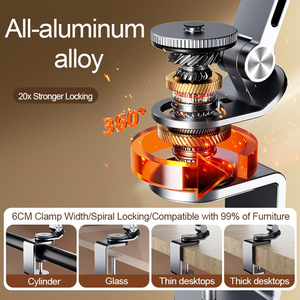 Rotatable Universal Aluminum Alloy <b>Tablet</b> <b>Stand</b> with Clamp <b>for</b> Office Use - Product Image 4