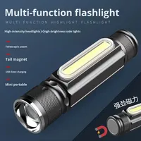 Lampe LED magnétique pour réparation automobile, lampe de tour, multifonction, rechargeable, rétractable, à intensité variable, portable, en aluminium