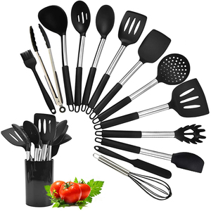 14 أداة طهي مقاومة للحرارة أسود غير لاصق طقم أواني مطبخ سيليكون قابلة لإعادة الاستخدام - Product Image 1