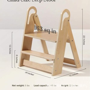 Torre de aprendizaje Montessori, taburete de madera plegable para niños, escalones para lavabo, reposapiés - Product Image 4
