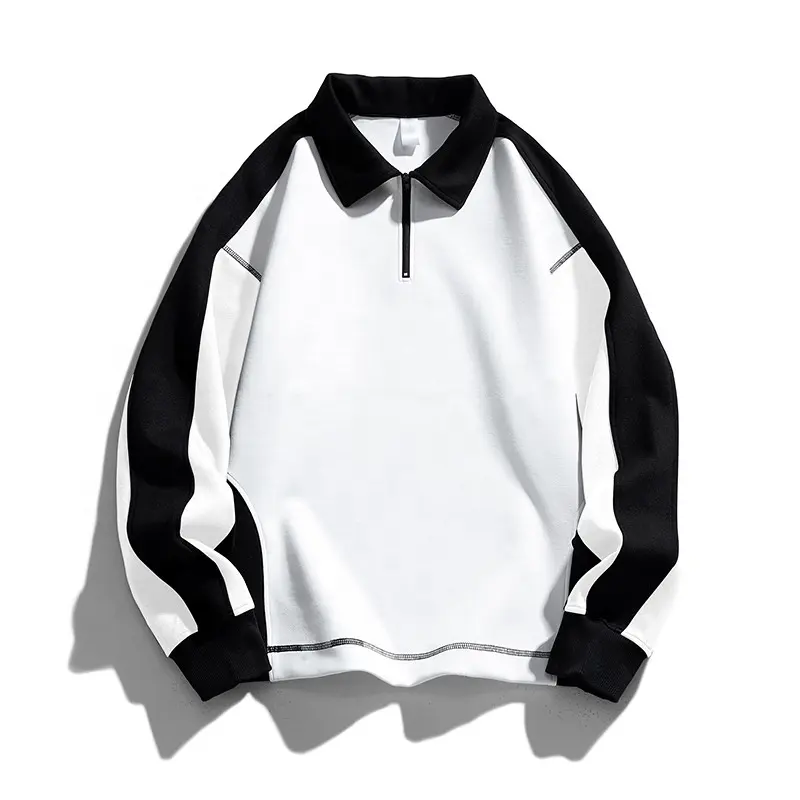 Fashion Casual Polo Shirt White Loose Solid Color Man Sweatshirts New High Quality Long Sleeve Youth All-match Male Top