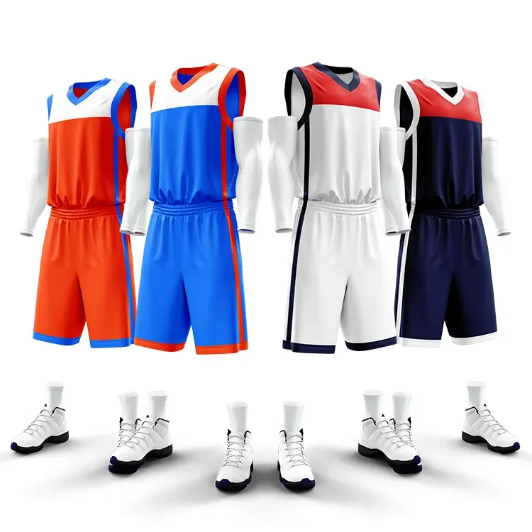 Nouveau basket-ball de haute qualité, réversible, avec des conceptions personnalisées, vêtements de sport en maille bon marché