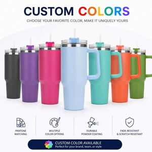 Custom Logo Vacuum 1200ml Travel Coffee Mug Insulated Double Wall Wholesale Stainless Steel 40oz Tumbler with Handle - Product Image 6