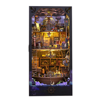 Kit de Cabina Pirata para Rincón de Lectura, Casa de Muñecas Miniatura de Madera para Armar a Mano, Modelo de Escena de Librería con Luz LED, Decoración de Escritorio para el Hogar
