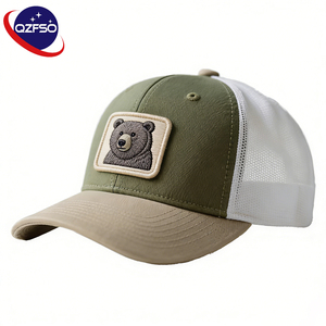 หมวกแก๊ปทรง Trucker 6 แผง ดีไซน์ OEM แบบกำหนดเอง คุณภาพสูง สีเขียวมะกอก พร้อมแผ่น PVC สำหรับฤดูร้อน เหมาะสำหรับเล่นกีฬาและกิจกรรมกลางแจ้ง - Product Image 1