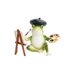 Statue en résine de grenouille artistique, cadeau personnalisé en résine, charmante décoration de table, figurine d'amphibien fantaisiste, cadeau idéal pour les peintres - Product Image 1