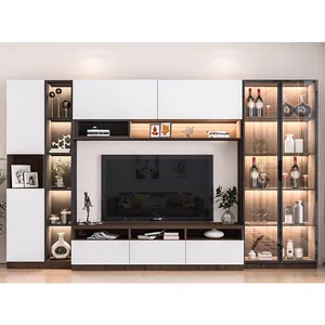 Fashionable TV Cabinet with LED Lights Display Drawers Home Dining Room furniture