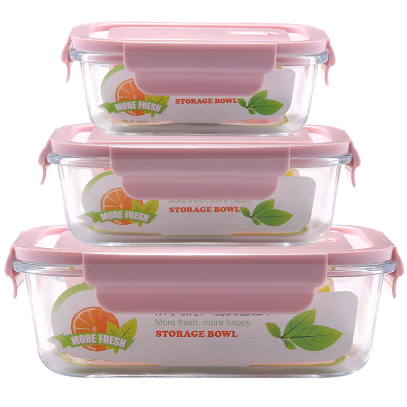 Hoge Borosilicaat Hittebestendige Glazen Conserveringskom, Magnetroncompartimenten Lunchbox Voedselopslagcontainer