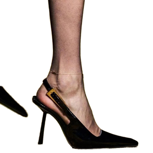 Tacones Altos con Forro de PU, Diseño Abierto, 2024, Nuevos, Delgados, Negros, de Charol, Punta Puntiaguda, Sexys, Ligeros, Tendencia de Moda de Verano y Otoño - Product Image 2