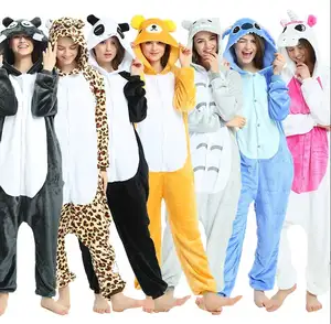 Erwachsene Baby Pinguin Tier Overall Fleece Stram pler Panda Pyjamas Sets Nachtwäsche Frauen Männer Winter Kinder Cartoon Flanell Pyjamas