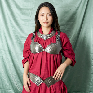 ชุดเกราะแฟนตาซีโลหะสำหรับผู้หญิง – ชุดเกราะอกเหล็ก, เข็มขัดนักรบ และปลอกคอเหล็ก – เหมาะสำหรับคอสเพลย์ และงานอีเว้นท์ยุคเรอเนซองส์ - Product Image 1