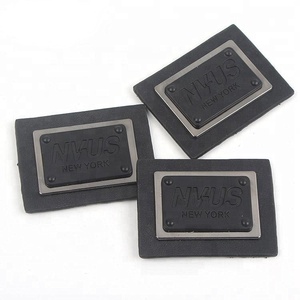 Zwart Metalen Lederen Labels Gepersonaliseerde Custom Inscriptie Merk Logo Real Lederen <span class=keywords><strong>Patches</strong></span> voor Jeans - Product Image 6