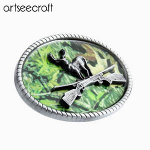 Boucle de ceinture en alliage de zinc de style occidental en forme de cerf double pour la fixation de pantalon de chasseur - Product Image 4