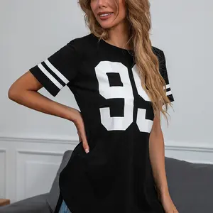 2020 summer trendy fashion women sexy black tall tee shirt split hem long cotton short sleeves t shirt dress