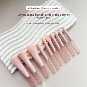 Ensemble de 10 mini-pinceaux de maquillage transparents rose pêche, pinceaux cosmétiques portables pour le maquillage du <span class=keywords><strong>visage</strong></span> et des yeux - Product Image 2