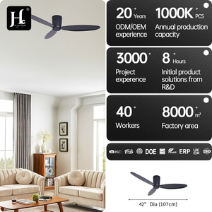 52-inch flush-mounted <b>ceiling</b> <b>fan</b> <b>with</b> European-style electrical design, no light strip, and <b>remote</b> control - Product Image 4