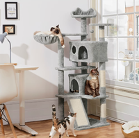 Arbre à chat, griffoir et condo intégrés, maison pour chat en peluche gris foncé et sisal, perchoir compact pour affûter les griffes