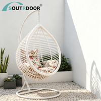 Fauteuil suspendu moderne en rotin pour une personne, en forme d'œuf, avec structure en aluminium, imperméable, pour extérieur, chambre, jardin, parc, école