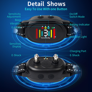 Smart Rechargeable Black dog collar Sound <b>vibration</b> static shock color <b>screen</b> intelligent anti bark collar for dog - Product Image 5