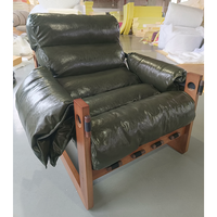 Fauteuil de salon moderne du milieu du siècle en cuir véritable, chaise inclinable individuelle, canapé relaxant en bois pour chambre, salon, hôtel, école