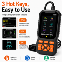 Lecteur de Code Moteur OBD2 Premium V520 Rouge 2026 – Outil de Diagnostic Complet