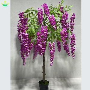 Arbre artificiel de glycine en plastique avec pot noir pour la décoration de la maison, du jardin, de la véranda, des mariages et des fêtes - Product Image 5