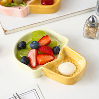 Petite coupelle en céramique mignonne et créative en forme de crème glacée, pour sauce, assaisonnement et fondue, usage domestique