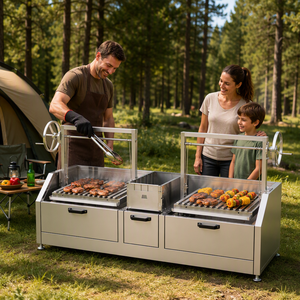 Parrilla <span class=keywords><strong>Argentina</strong></span> Santa María Moderna, Parrilla Gaucho de Acero Inoxidable Resistente, Parrilla de Carbón para Exteriores de Alta Resistencia para Uso en Restaurantes - Product Image 1