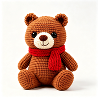Adorable ours en peluche tricoté avec écharpe, personnalisable, jouet en peluche doux, vente en gros, jouet en peluche personnalisé pour cadeau