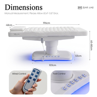 Nouveau design de mobilier de salon de beauté, table de massage électrique pour cils entièrement blanche à 3 moteurs, lit cosmétique avec commande au pied et éclairage