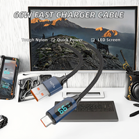 Ventes directes d'usine TUTI Chargeur rapide 66W PD66W Câble Type-C vers Type-C avec affichage LED pour téléphone portable et appareil photo