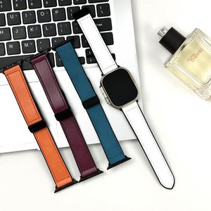 Ultra Smart <b>Watch</b> Strap with Magnetic Buckle Breathable Leather Band for Apple Stainless Steel Material - Product Image 4