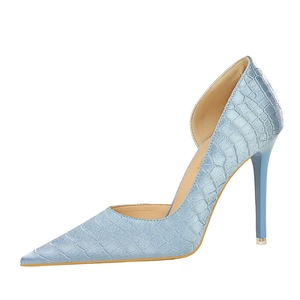1298-5 BIGTREE moda coreana banquete tacones altos tacones delgados zapatos de mujer patrón de piedra Vintage seda satén lado hueco alto <span class=keywords><strong>Hee</strong></span> - Product Image 2